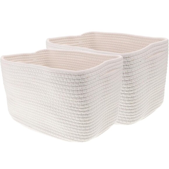 Cotton Rope Baskets for Shelves Storage, Cube Shelf Closet Storage Bins Set of 2 - Picture 1 of 7